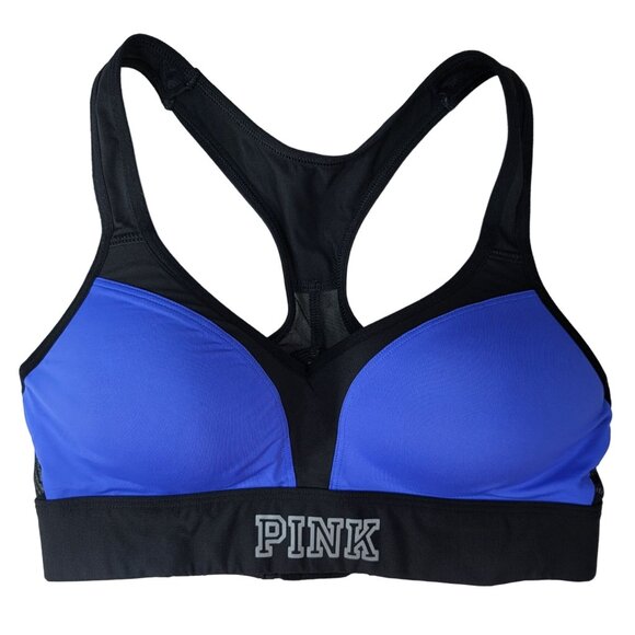 Victoria's Secret PINK Push Up Sports Bra Blue XS Full Cover Racerback Ultimate - Picture 1 of 7